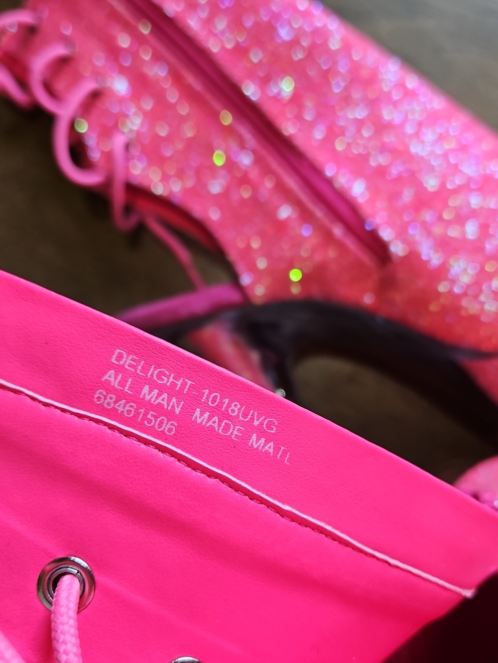 Pleaser Hot Pink Glitter Lace-Up Platform Stiletto Booties - Picture 12 of 14